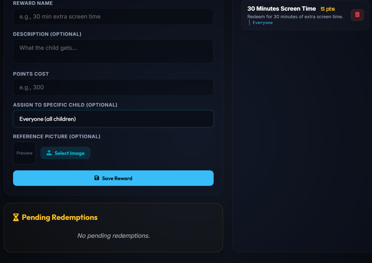 Reward system management